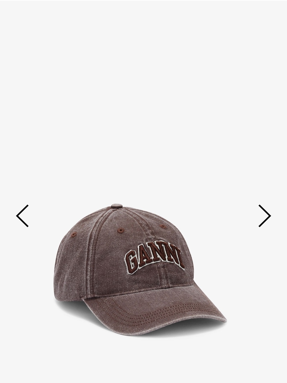 Ganni Washed Brown Logo Baseball Cap